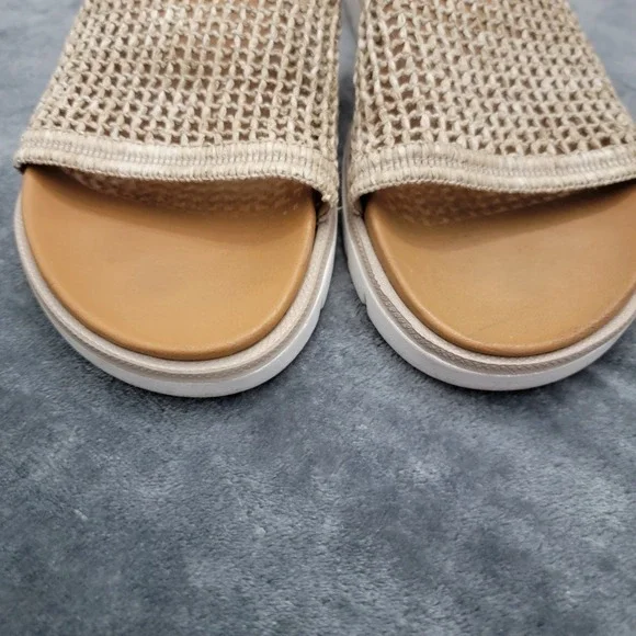 Matisse Sandals Womens 10M Beige Raffia Crochet Platform Slide Made In Italy - Picture 4 of 9